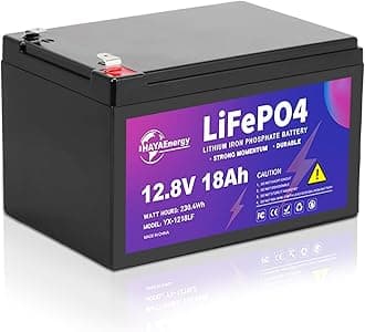 12V 18Ah Lithium Battery, Rechargeable LiFePO4 Battery with Built-in 30A BMS Board, 5000+ Deep Cycles, Higher Energy Density, for RVs, Van, Camping, Marine, Trolling Motor