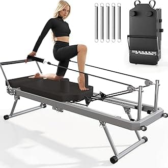 SogesPower Pilates Reformer Machine for Home Gym Workout, Foldable Pilates Equipment with High Strength Alloy Springs for Beginners, Up to 400lbs