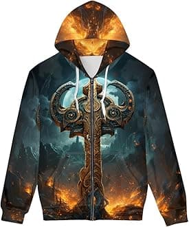 GLUDEAR Men's 3D Printed Cool Wolf Hoodie Novelty Full Zip Sweatshirt Pullover Hoodies XS-5XL