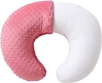 Nursing Pillow and Positioner, Breastfeeding, Bottle Feeding, Baby Sitting Support with Removable Ultra Soft Cover, Tummy Time Support for Baby Boys and Girls (StrawberryRed)