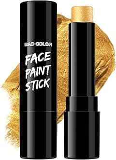 BADCOLOR Gold Eye Black Blendable Face Body Paint Stick, Waterproof Metallic Full Body Paint Sticks Makeup for Halloween Special Effects Cosplay Skeleton Clown Costume Parties