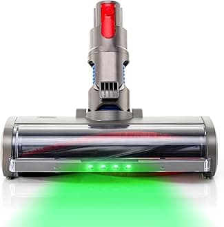 ELVANO Cleaner Head Bristle Roller Brush: Motorhead Compatible with Dyson V7 V8 V10 V11 V15 Cordless Vacuum Attachment with Dust LED Lights - Direct Drive Replacement Parts for Hardwood