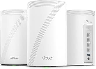 TP-Link Deco 7 Pro BE63 Tri-Band WiFi 7 BE10000 Whole Home Mesh System - 6-Stream 10 Gbps, 4x2.5G Ports Wired Backhaul, 4X Smart Internal Antennas, VPN, HomeShield, Free Expert Support (3-Pack)