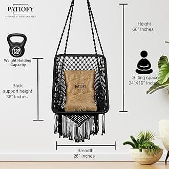 Swing/Swing for Balcony/Jhula/Swing for Adults/Swing Chair for Adults for Home/Swing for Indoor Outdoor Premium Rectangular Swing Chair with Golden L Cushion & Free Hanging Kit Included-Black