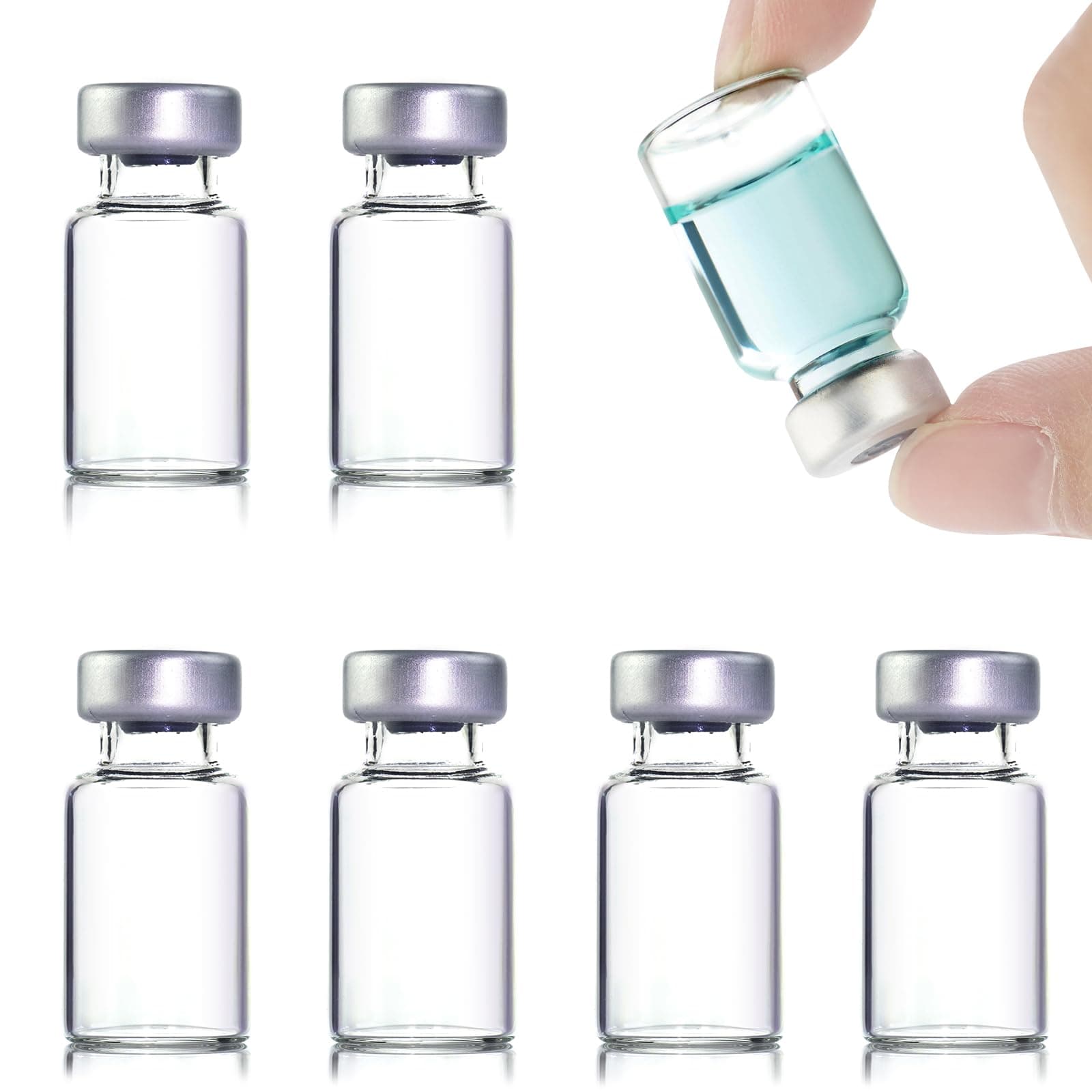10 Pack 2ml Sealed Sample Vials, Transparent Glass Vials with Self Healing Injection Port (10, 2ML)