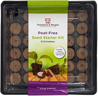 Thompson & Morgan Self-Watering Plant Peat Free Seed Starting Kit with Veg Seeds 35 Cells Coco Coir Plugs Large Tray Plastic Lid