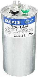 BOJACK 60+5uF 60/5MFD ±6% 370V/440V CBB65 Dual Run Circular Start Capacitor for AC Motor Run or Fan Start or Condenser Straight