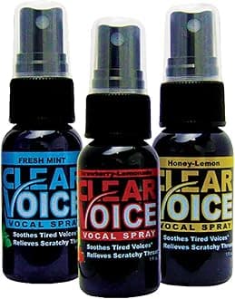 Clear VoiceOral Throat Spray Moisturizer Relief Vocal Booster Treatment Secret - Made in USA - Honey Lemon Flavor, Fresh Mint and Strawberry Lemonade - 1 Fl Oz, 3 Pack