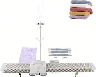 Focket Knitting Machine, LK150 6.5mm Mid Gauge 150 Stitches Portable Plastic Domestic Smart Weaving Loom Set with Accessories for Sock Hat Scarf, Hand Sweater Knitting Machine Kit for Kids and Adults