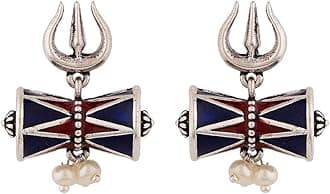 Moksha Damru Trishul Earrings, Onesize, Brass, No Gemstone