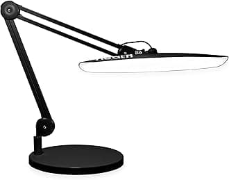 XL 2200 Lumens 24W LED Desk Lamp - 4-Level Dimmable Task Light | Home Office, Crafts & Workbench | 20-Inch Wide Head (Black, Non-CCT with Base)