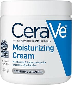 CeraVe Moisturizing Cream, Body and Face Moisturizer for Dry Skin, Body Cream with Hyaluronic Acid and Ceramides, Daily Moisturizer, Oil-Free, Fragrance Free, Non-Comedogenic, 19 Ounce