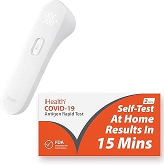 iHealth COVID-19 Antigen Rapid Test, 1 Pack, 2 Tests Total & iHealth No-Touch Forehead Thermometer PT3