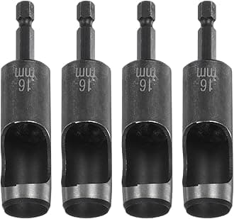 HARFINGTON 4pcs Leather Hollow Punch Hex Shank for Drills, 16mm Dia Hole Punch for Thick Fabrics Leathercraft Working PVC Card Plastic Punching