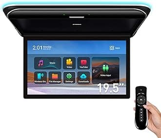 XTRONS Android Car Overhead Player 19.5 Inch Wide IPS Screen 8K Video Car Roof Mount Monitor with Built-in Stereo Speakers Flip Down Overhead Car Monitor Support WiFi, HDMI Input, USB, RCA Input