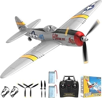 CKYSCHN RC Plane For Beginners, Volantexrc 4 Channel P-47 RC Airplanes, Remote Control Airplanes For Adults, Hobby RC Airplanes With Xpilot System, One Key Aerobatic Planes, Multicolor