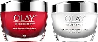 Olay Day Cream Regenerist Microsculpting Moisturiser (NON SPF), 50g And Olay Day Cream Regenerist Collagen Boost SPF 15, 50g