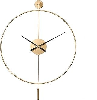 SHISEDECO Classical Large Modern Round Minimalist Wall Clock with Swing Pendu...