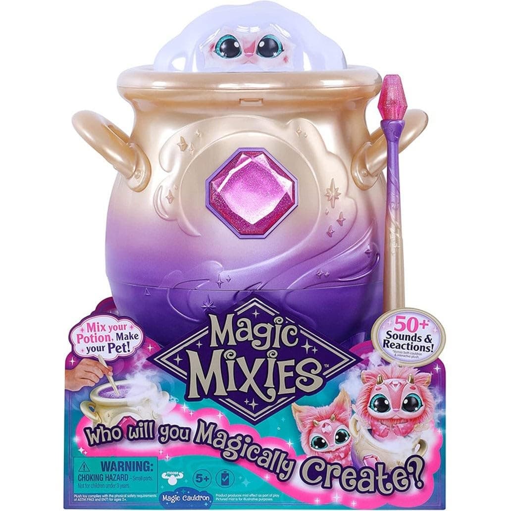 Cream Tea Magic Mixies Magical Misting Cauldron with Interactive 8 inch Pink Plush Toy and 50+ Sounds and Reactions, Multicolor
