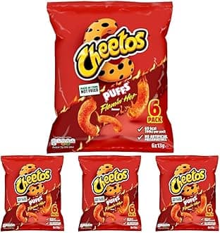 Cheetos Puffs Sweet and Spicy Flamin Hot Multipack Crisps 6x13g (Pack of 4)