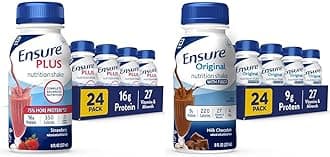 EnsurePlus Nutrition Shake with 16 Grams of Protein, Meal Replacement Shakes & Ensure Original Milk Chocolate Nutrition Shake With Fiber | Meal Replacement Shake | 24 Pack