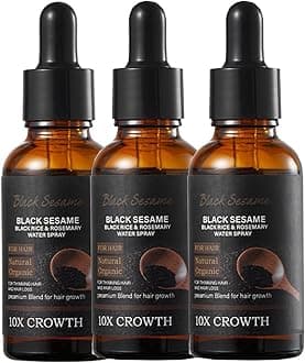 Black Sesame Hair Growth Serum, Black Sesame Black Rice & Rosemary Water Spray,Black Sesame Oil for Hair, Black Sesame Hair Serum (3pcs)