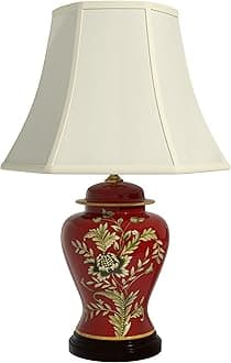 Oriental Furniture 22.5" Golden Foliage Porcelain Lamp