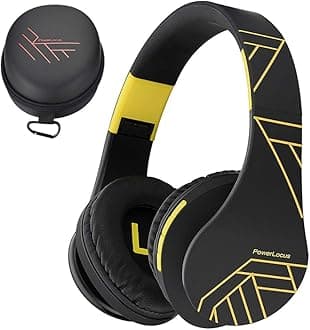 PowerLocus Bluetooth Headphones Over Ear, Wireless Bluetooth Headphones with Microphone, Foldable, Hi-Fi Stereo Sound, Soft Memory Foam Earpads, Micro SD/TF and FM mode for Phone/PC/Tablet