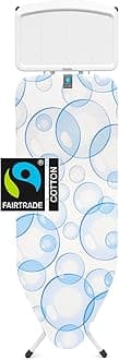 Brabantia - Ironing Board C - Extra Large Steam Iron Rest - Adjustable in Height - Non-Slip Rubber Feet - Triple Layer Cotton Cover - Foldable XL Unit - Bubbles - 124x45 cm