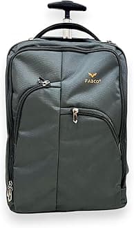 Travel Trolley Backpack with 3 Compartments & Telescopic Aluminium Handle | 2-Wheel Laptop Backpack for Men & Women (Grey)