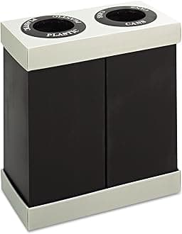 Safco Products At-Your-Disposal Double Recycling Center 9794BL, Black, Impact and Water Resistant, Two 28 Gallon Bins