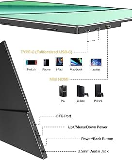 UPERFECT 14.5" 4K Portable Monitor, UHD 3840x2400 Matte 500 Nits Brightness 16:10 Travel Screen w/Smart Cover, 1.06B Colours, USB-C Mini HDMI Metal Frame External Display for Laptop/PC/Phone/Game