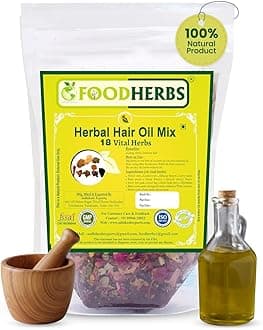 Foodherbs Premium Herbal Hair Oil Mix with 18 Ayurvedic Herbs for Natural Growth | 2x Long Hair | Strong Roots | Fuller Volume | Shiny Healthy Strands | DIY Oil Infusion | Hair Care | Thanks Giving