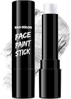 BADCOLOR Metallic Silver Face Body Paint Eye Black Stick, Holographic Glitter Paint Makeup Stick for Halloween SFX Makeup Cosplay Joker Zombie Vampire Costume Parties