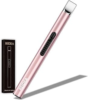 2 Pcs Electronic Candle Lighter Gift Arc Windproof Flameless USB Rechargeable Lighter with Safe Button for Home Kitchen (Rose Gold)