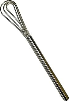 Rattleware 11” Long Handle Silver Stainless-Steel Espresso Flat Whisk - Ideal for Commercial, Domestic, Or Home Kitchens - Premium Quality, Clump-Free Mixing for Perfect for Espresso Making
