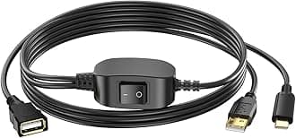 USB B to USB C Printer Cable to Type-C 2-in-1 Adapter Cord with On/Off Switch for MacBook HP Canon Brother Samsung More Printers, Scanners, Fax Machines at Office Home Indoor (5FT)