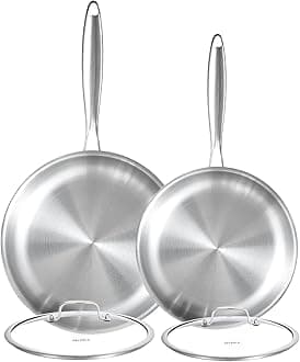 Tri-Ply Stainless Steel 8inch and 10inch Frying Pan Set, Oven safe induction Hybrid skillet,pots and pans set,Suitable for All Stove