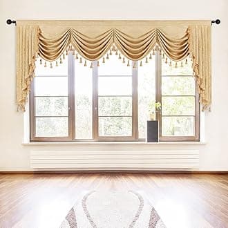 ELKCA Thick Chenille Window Curtains Valance for Living Room Waterfall Valance for Bedroom (Valance,Gold, W110)