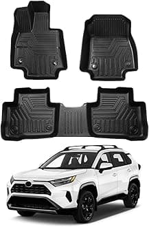 Powerty Compatible with Toyota RAV4 Floor Mats 2 Row Liner Set All Models TPE 3D Floor Liners All-Weather Custom for Toyota Rav4 2023 2022 2021 2020 2019 Accessories