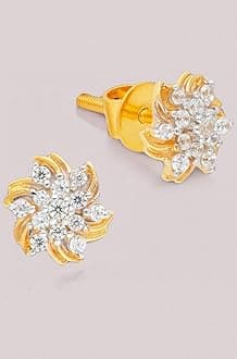 | Starlet Collection 18KT|Pure Yellow Gold & Cubiz Zirconia Light weight|Stud|Earrings for Kids with Screw Back Closure