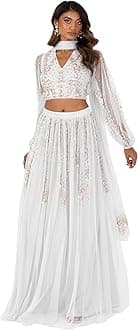 Maya Deluxe Women's Indian Traditional Dress for Women Outfit Lengha Choli Lehenga Saree Skirt and Top Dupatta Coord Set for Wedding Guest Top Skirt Coord (pack of 1)