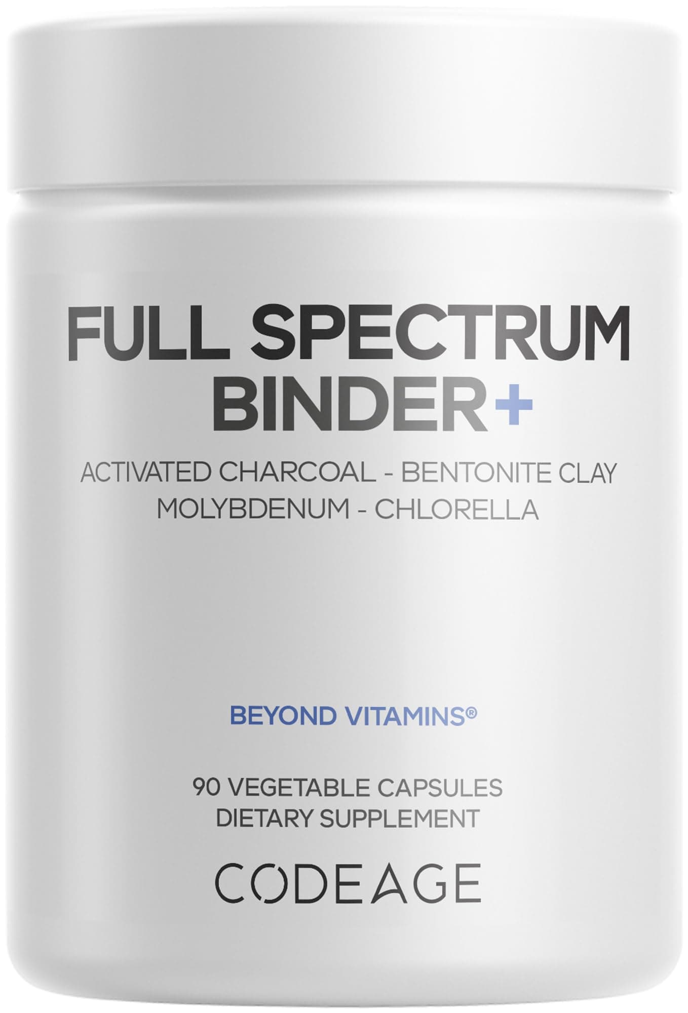 Codeage Binder + Systemic Binder Supplement - Activated Charcoal Pills, Bentonite Clay Mineral Powder, Fulvic & Humic Acids, Molybdenum, Carbon Forms - 90 Capsules