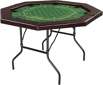 PEXMOR Foldable Poker Table, 8 Player Octagonal Folding Texas Holdem Blackjack Table w/Casino-Grade Felt, Water-Resistant Cushioned Rail, 8 Cup Holders, Portable Collapsible Legs Casino Game Table