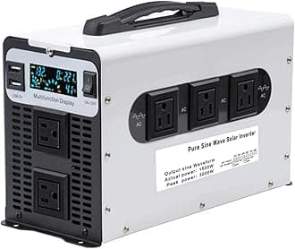 1500 Watts Pure Sine Wave Power Inverter, 12V 24V 48V 60V 72V DC to 110V/120V 230V/240V AC Converter, Peak 3000W Outlets, for Home Appliances, RV Camping, Off-Grid Solar,72V to 110V