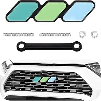 Front Grille Badge, Classic Retro Tri-Color Stripe Automotive Mesh Grille Label Emblem, Decorative Decal Badge Compatible with Tacoma 4Runner, Decoration Car Accessories (J)
