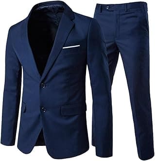 Mens Suits 2 Piece Slim Fit Wedding Dress Suit Two Buttons Business Suit Blazer Casual Jackets Trousers