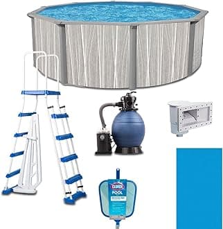 Steel Frame Above-Ground Pool Kit, DIY Family Size Backyard Pool with Sand Filter Pump, Ladder, Liner, Skimmer, and Net (Ashland, 15' x 52")