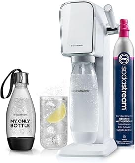 ART Sparkling Water Maker | STARTER KIT | CQC CO2 system | Includes 1x CO2 Cylinder, 1x32 & 1x16 Fl Oz Dishwasher Safe Bottles | Combine with Pepsi Flavors | White