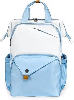 Hap Tim Travel Backpack Carry On Flight Approved, Laptop Backpack for School, Work Backpack Woman, White Blue（7651-WB）